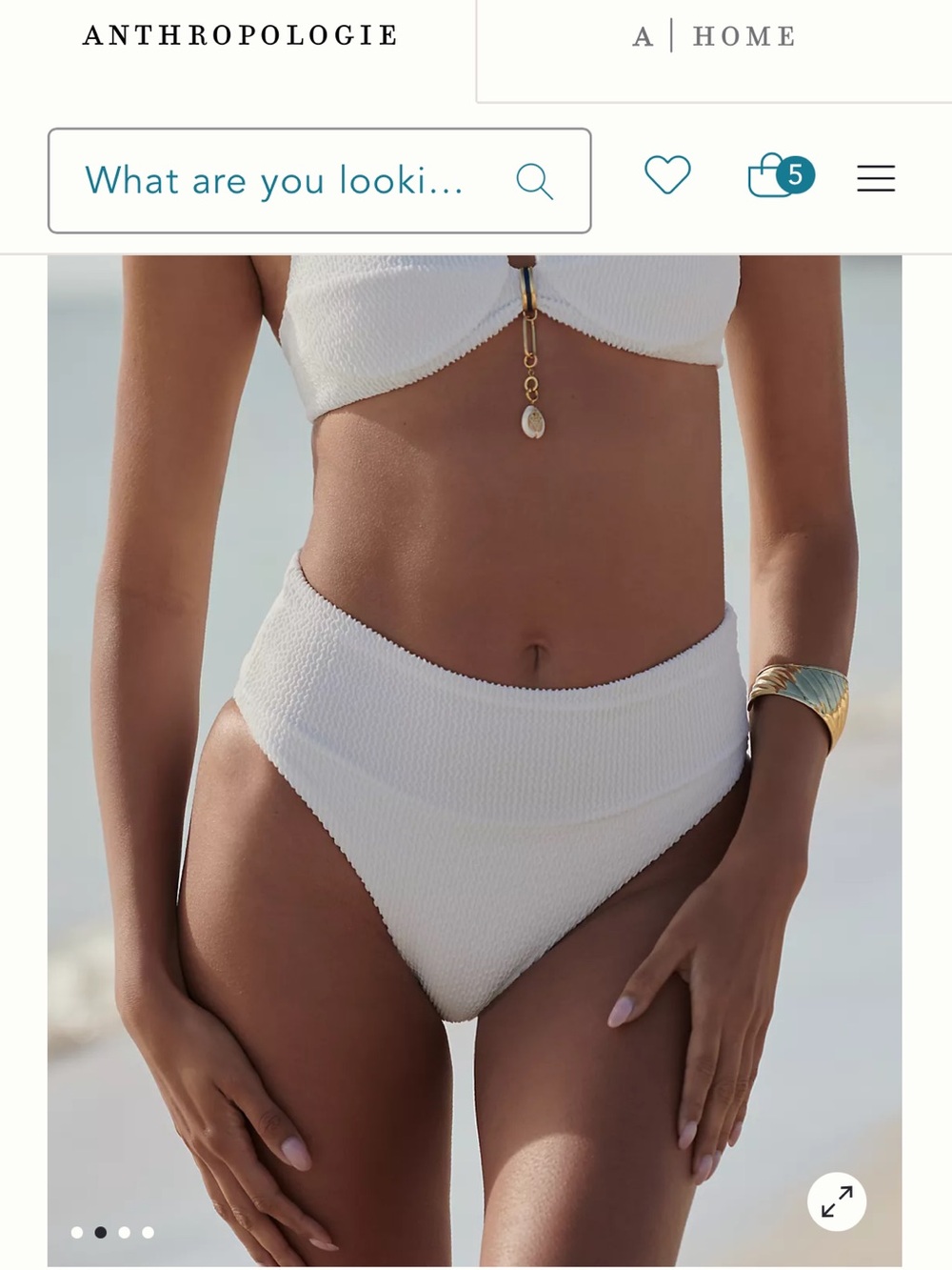 Textured White High-Waist Bikini Set - Women's Swim